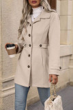 Suit Lapel Solid Color Long Sleeved Woolen Cardigan Jacket