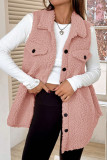 Imitation Lamb Wool Lapel Button Sleeveless Vest