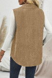 Corduroy Solid Color Lapel Cardigan Sleeveless Vest