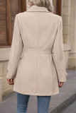 Suit Lapel Solid Color Long Sleeved Woolen Cardigan Jacket