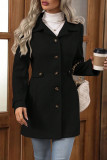 Suit Lapel Solid Color Long Sleeved Woolen Cardigan Jacket