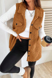 Imitation Lamb Wool Lapel Button Sleeveless Vest