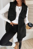 Imitation Lamb Wool Lapel Button Sleeveless Vest