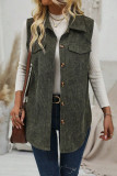 Corduroy Solid Color Lapel Cardigan Sleeveless Vest
