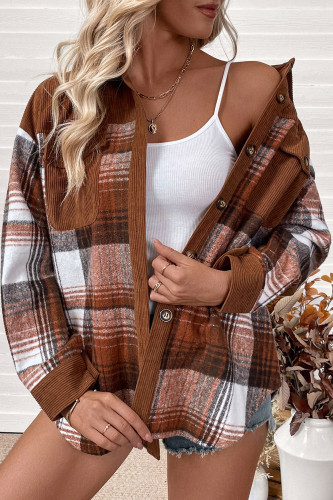Corduroy Contrasting Pocket Long Sleeved Shirt