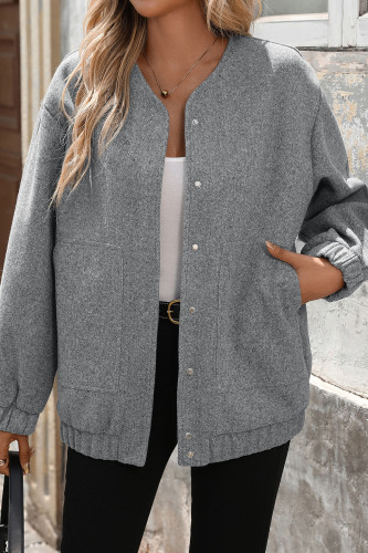 Solid Color Pocket Cardigan Long Sleeved Jacket