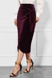 Velvet Solid Color Commuting Skirt