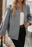 Solid Color Pocket Cardigan Long Sleeved Jacket