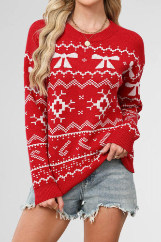 Christmas Printed Round Neck Long Sleeved Sweater
