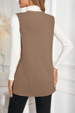 Solid Color Pocket Sleeveless Cardigan Vest
