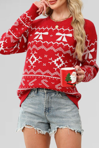 Christmas Printed Round Neck Long Sleeved Sweater