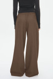 Solid Color Elastic Waist Straight Leg Pants