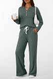 V-neck Solid Color Shirt Pants Two-piece Set