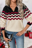 Christmas Printed Lapel Long Sleeved Sweater