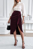 Velvet Solid Color Commuting Skirt