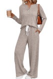 V-neck Solid Color Shirt Pants Two-piece Set