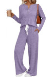 V-neck Solid Color Shirt Pants Two-piece Set