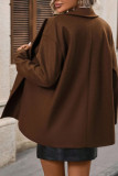 Solid Color Lapel Long Sleeved Cardigan Woolen Coat