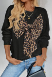 Retro Leopard Print Long Sleeved Round Neck Sweatshirt