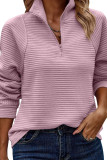 Solid Color Stand Up Collar Zipper Loose Hoodie