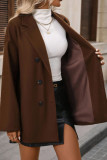 Solid Color Lapel Long Sleeved Cardigan Woolen Coat