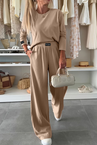 Long Sleeved Sweatshirt High Waisted Pants Two-piece Set