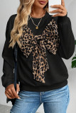 Retro Leopard Print Long Sleeved Round Neck Sweatshirt