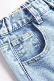 Cherry Print Button Waist Wide Leg Jeans