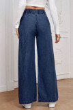 Retro Solid Color High Waisted Wide Leg Jeans