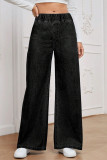 Retro Solid Color High Waisted Wide Leg Jeans