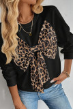 Retro Leopard Print Long Sleeved Round Neck Sweatshirt