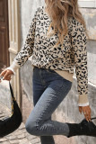 Vintage Leopard Print Lace Round Neck Long Sleeved Sweater