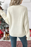 Christmas Bow Print Round Neck Long Sleeved Sweater