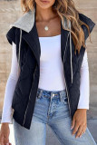 Casual Solid Color Sleeveless Hooded Vest
