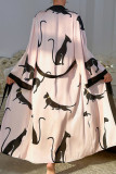 Satin Printed Long Sleeved Nightgown