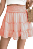 High Elastic Waist Pleated Ruffled Skirt