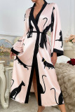 Satin Printed Long Sleeved Nightgown