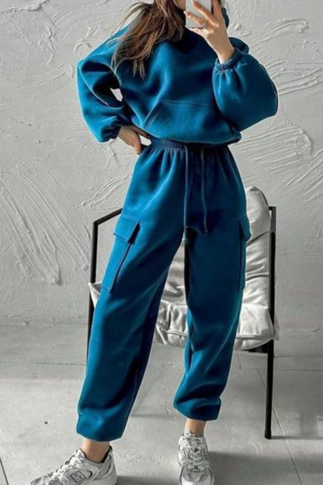 Sports Hooded Sweatshirt Pants Two-piece Set