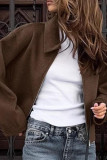 Retro Solid Color Lapel Long-sleeved Cardigan Coat