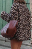 Retro Leopard Print Long Sleeved Button Up Cardigan