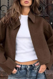Retro Solid Color Lapel Long-sleeved Cardigan Coat