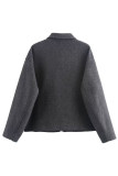 Retro Solid Color Lapel Long-sleeved Cardigan Coat