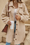 Lapel Solid Color Long Sleeved Plush Cardigan Jacket