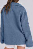 Solid Color Lambhair High Neck Woolen Cardigan Jacket