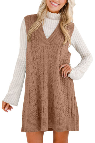 Solid Color V-neck Sleeveless Vest Dress