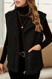 Corduroy Solid Color Lapel Sleeveless Cardigan Vest