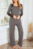 Round Neck Shirt Pants Pajama Two-piece Set