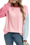 Round Neck Contrasting Long Sleeved Sweatshirt