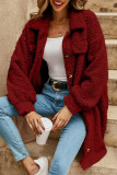 Lapel Solid Color Long Sleeved Plush Cardigan Jacket