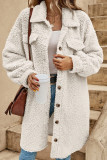 Lapel Solid Color Long Sleeved Plush Cardigan Jacket